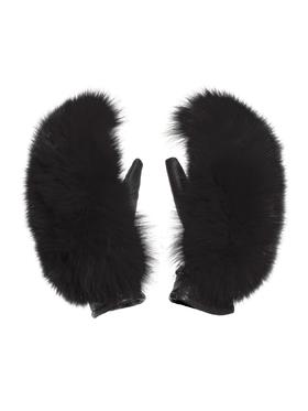 Goldbergh - HANDO mittens fox fur - black  - 戈德堡 - 手套 - 黑色