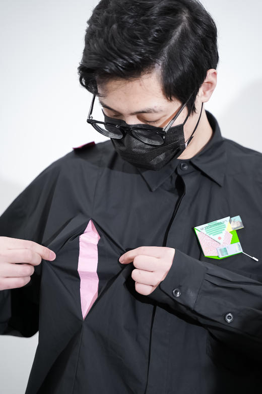 贡缎斜领衬衣-十点睡觉X张宇飞 商品图3