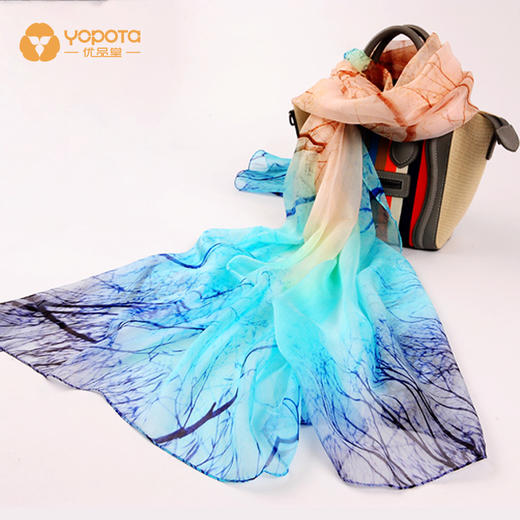 优品堂“如花似锦”桑蚕丝喷绘真丝巾长围巾 商品图8