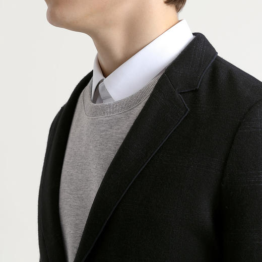 【特价】柒牌男装单西秋冬新款修身保暖毛呢西服时尚型男显瘦西装外套	119D70200 商品图2