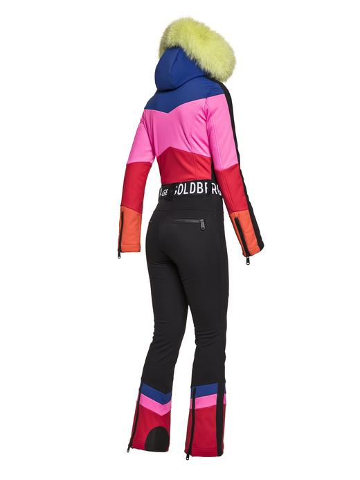 Goldbergh - Pearl Ladies Knitted Jumpsuit Real Fox Fur Yellow - Multicolor - 女装 - 连体滑雪服 - 多色 商品图3