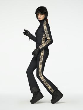 Goldbergh - Goldfinger Jumpsuit Ladies Knitted - Gold - 女装 - 连体滑雪服 - 黑色/金色