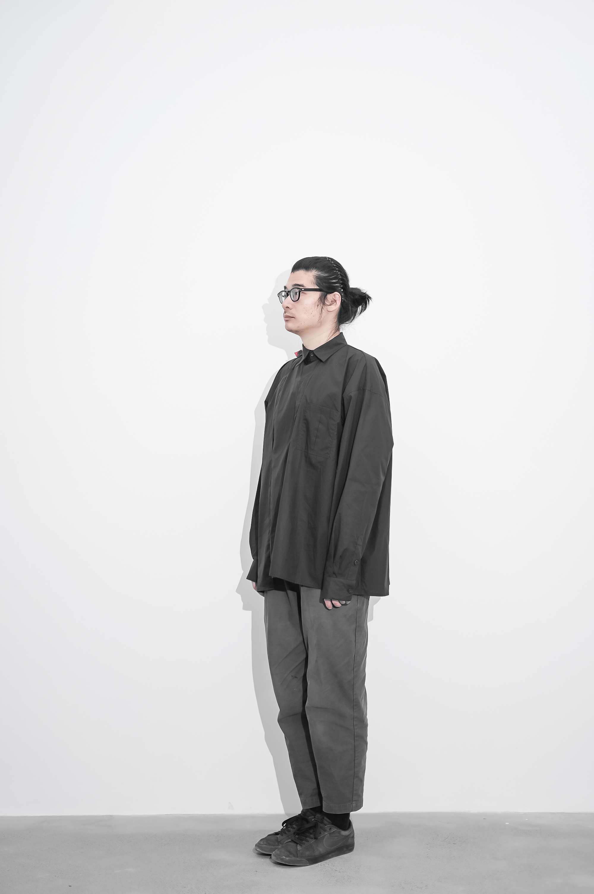 贡缎斜领衬衣-十点睡觉X张宇飞