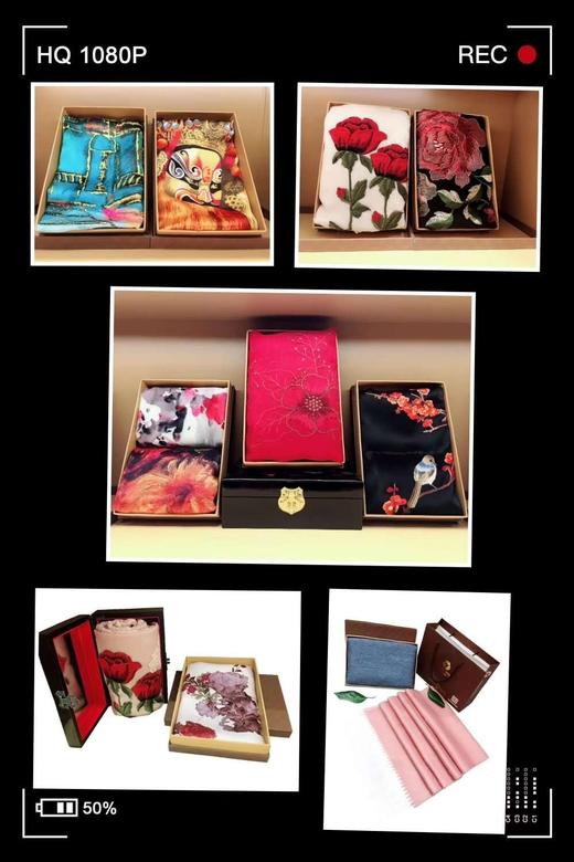 优品堂“芳菲国色”桑蚕丝90方巾防晒喷绘真丝巾 商品图6