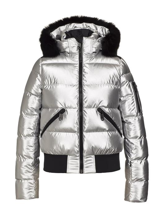 Goldbergh - Aura Jacket Real Fox Fur Ladies Woven - SILVER - 女装 - 滑雪夹克 - 银色 商品图1