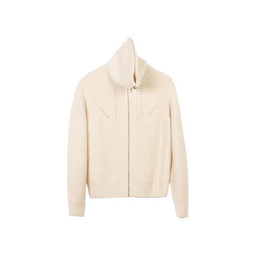 METTE羊绒世家秋冬女士100%山羊绒外套加厚保暖针织开衫镂空外套 商品图6