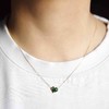 糯冰种浓绿翡翠蛋面锁骨链18k黄金钻石镶嵌 商品缩略图8