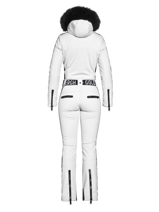 Goldbergh - Empress Jumpsuit Real Fox Fur Ladies Knitted - White - 女装 - 连体滑雪服 - 白色/黑色 商品图3