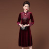 JY-211新款金丝绒复古气质大码妈妈婚宴礼服加绒连衣裙 商品缩略图2