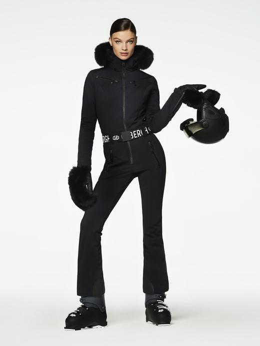 Goldbergh - Empress Jumpsuit Real Fox Fur Ladies Knitted - BLACK - 女装 - 连体滑雪服 - 黑色 商品图0