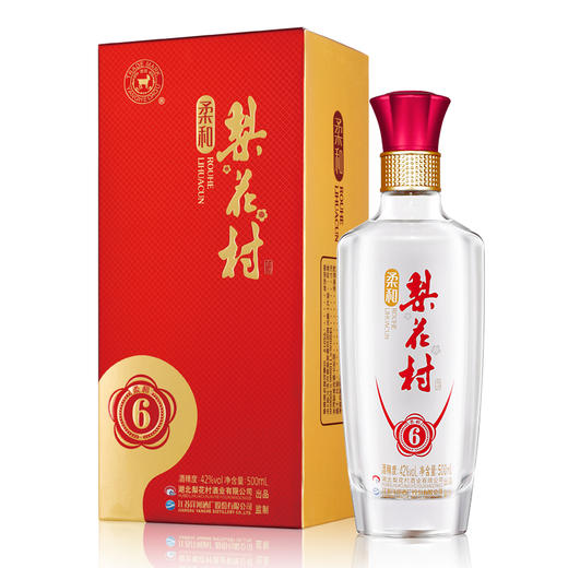 梨花村 新版柔和系列白酒 浓香型  柔和6 42度500ml  一箱4瓶装 商品图1