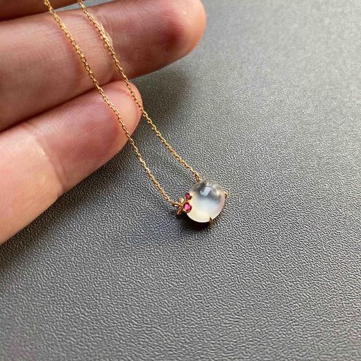玻璃种翡翠蛋面红樱桃锁骨链18k黄金红碧玺镶嵌 商品图8