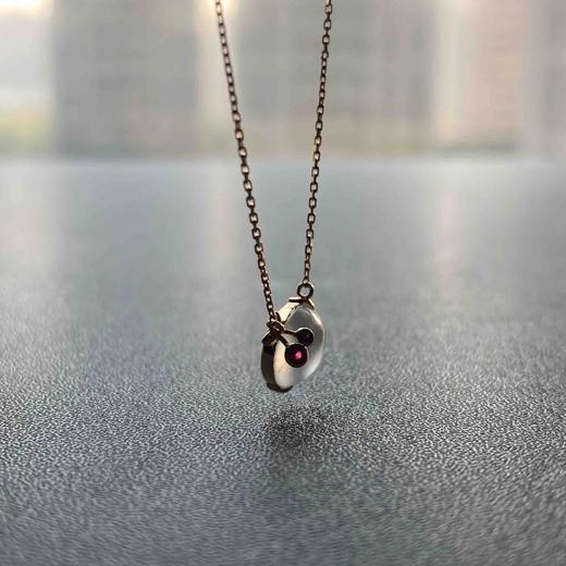 玻璃种翡翠蛋面红樱桃锁骨链18k黄金红碧玺镶嵌 商品图9