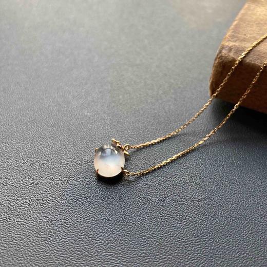 玻璃种翡翠蛋面红樱桃锁骨链18k黄金红碧玺镶嵌 商品图1