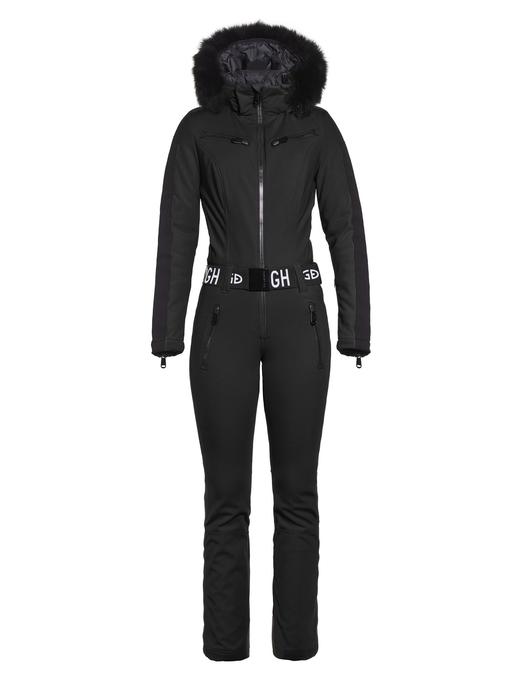Goldbergh - Empress Jumpsuit Real Fox Fur Ladies Knitted - BLACK - 女装 - 连体滑雪服 - 黑色 商品图1