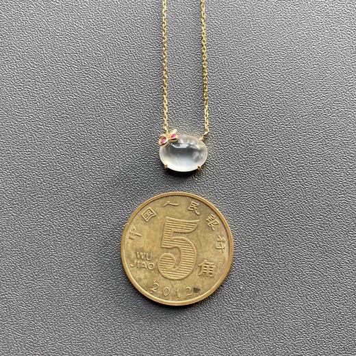 玻璃种翡翠蛋面红樱桃锁骨链18k黄金红碧玺镶嵌 商品图4