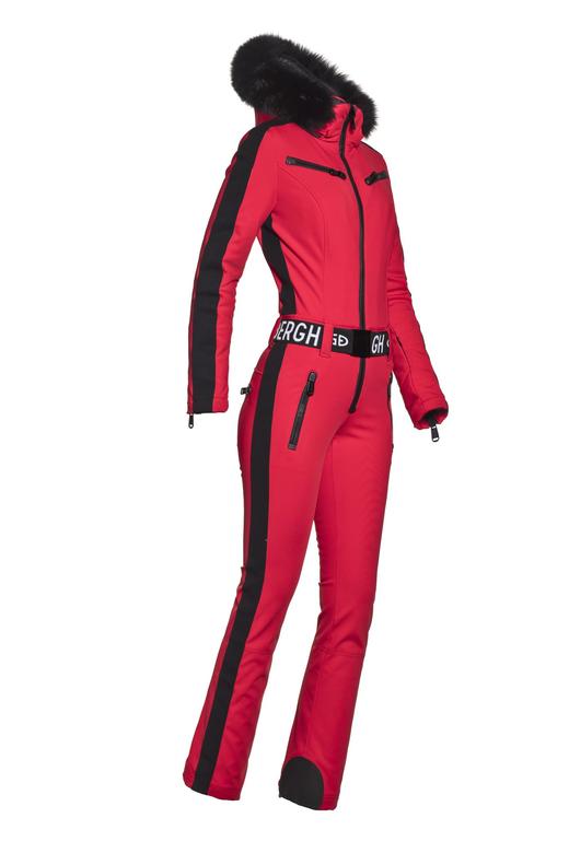 Goldbergh - Empress Jumpsuit Real Fox Fur Ladies Knitted - Red - 女装 - 连体滑雪服 - 红色 商品图0
