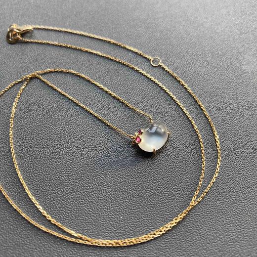 玻璃种翡翠蛋面红樱桃锁骨链18k黄金红碧玺镶嵌 商品图3