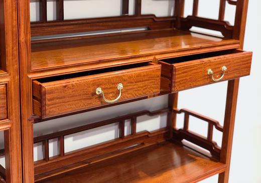 红桥红  家具严选  缅甸花梨（大果紫檀）  【198双抽屉 罗锅枨围栏 明式书架】 商品图7