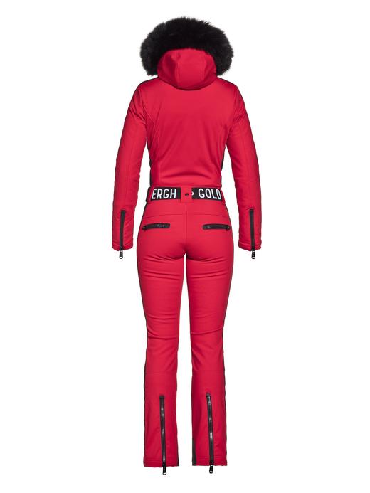 Goldbergh - Empress Jumpsuit Real Fox Fur Ladies Knitted - Red - 女装 - 连体滑雪服 - 红色 商品图3