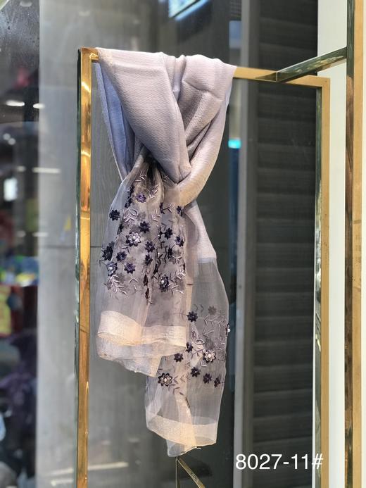 优品堂“芳菲依梦”，真丝羊毛混纺刺绣长丝巾羊毛巾 商品图12