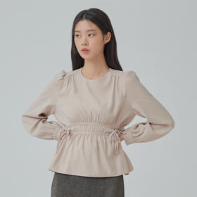 MIXXO韩国系带圆领纯色收腰线衬衫灯笼袖JPY带授权招加盟代理