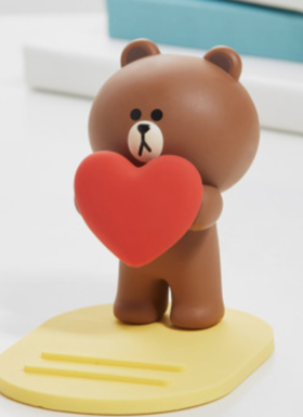 韩国 可爱Line Friends棕色心形手机支架JPY带授权招加盟代理