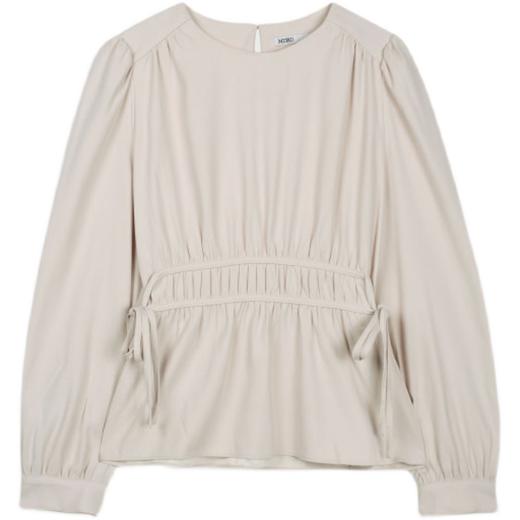 MIXXO韩国系带圆领纯色收腰线衬衫灯笼袖JPY带授权招加盟代理 商品图4