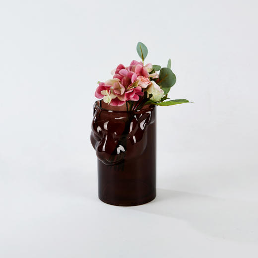 [现代房屋] 新款 韩国 豹纹玻璃花瓶 室内迷你花瓶  咖色 14x22CMJPY带授权招加盟代理 商品图2