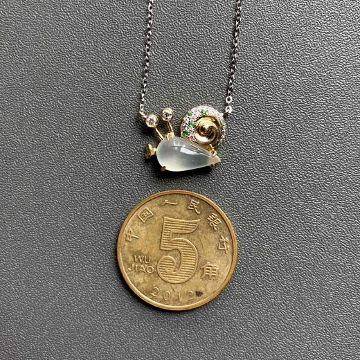 高冰种翡翠蜗牛锁骨链项链18k黄金白金钻石沙弗莱镶嵌 商品图4