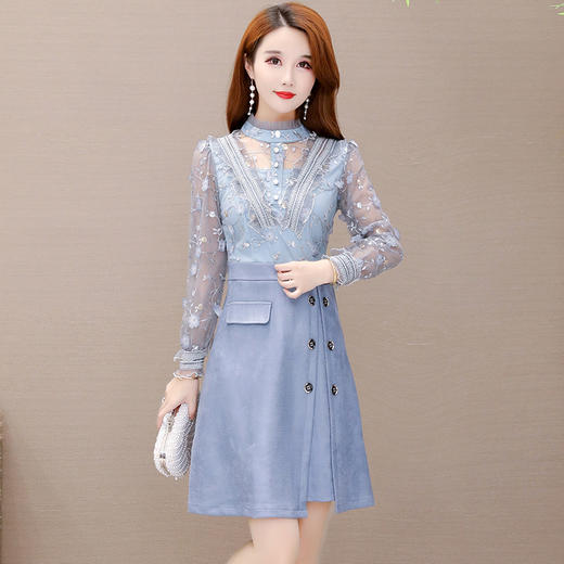 YWE  TBEZ2019蕾丝绣花中长款时尚修身显瘦连衣裙 商品图1