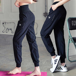 【高中腰兼备，穿着舒适】女士速干高腰弹力透气瘦腰宽松口袋运动跑步裤健身瑜伽服瑜伽裤