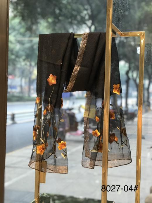 优品堂“芳菲依梦”，真丝羊毛混纺刺绣长丝巾羊毛巾 商品图8