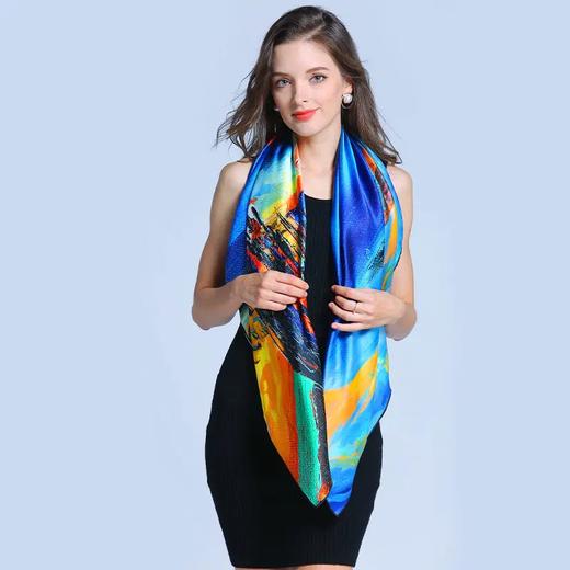 优品堂“亭亭玉立”重磅高档桑蚕丝礼品110方巾真丝披肩围巾 商品图7