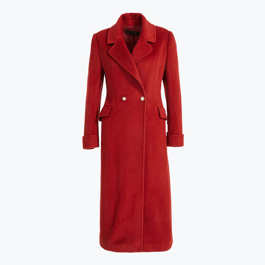 【100%绵羊毛】乔万尼冬季红色羊毛大衣立体感复古优雅收腰设计呢子外套ES4A473 商品图3