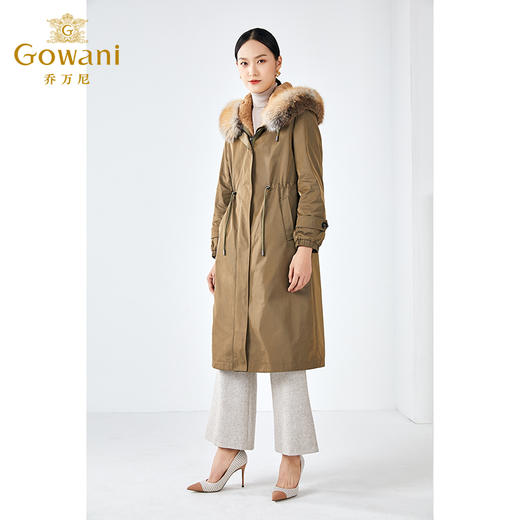 乔万尼派克服冬季保暖大毛领长款过膝收腰尼克服外套ES4N396 商品图2