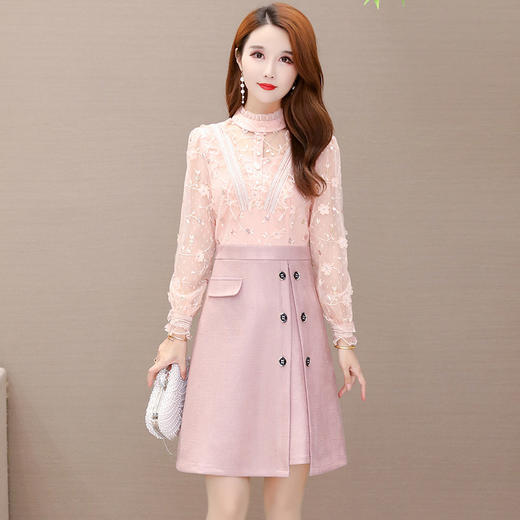 YWE  TBEZ2019蕾丝绣花中长款时尚修身显瘦连衣裙 商品图3