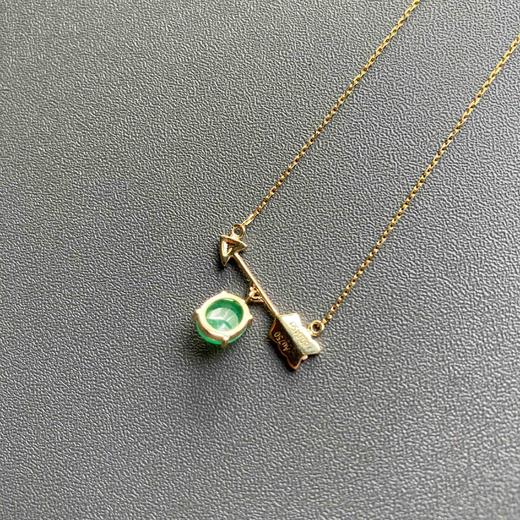 冰种阳绿翡翠蛋面丘比特锁骨链18k黄金钻石镶嵌 商品图5