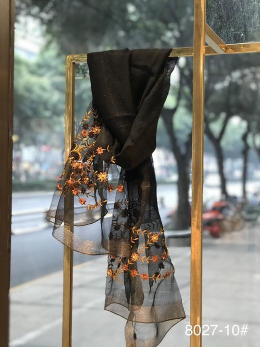 优品堂“芳菲依梦”，真丝羊毛混纺刺绣长丝巾羊毛巾 商品图11