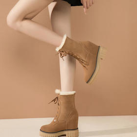 OLD-6663新款时尚气质真皮圆头加厚保暖坡跟雪地靴