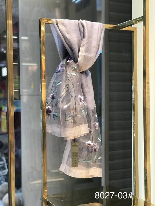 优品堂“芳菲依梦”，真丝羊毛混纺刺绣长丝巾羊毛巾 商品图9