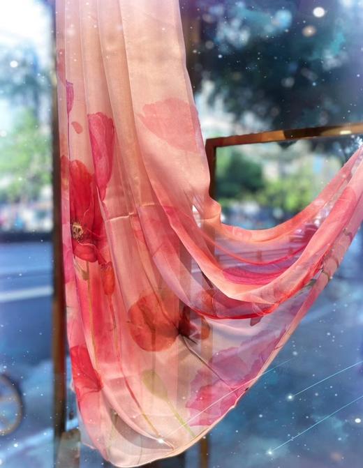 优品堂“如花似锦”桑蚕丝喷绘真丝巾长围巾 商品图14