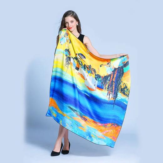 优品堂“亭亭玉立”重磅高档桑蚕丝礼品110方巾真丝披肩围巾 商品图6