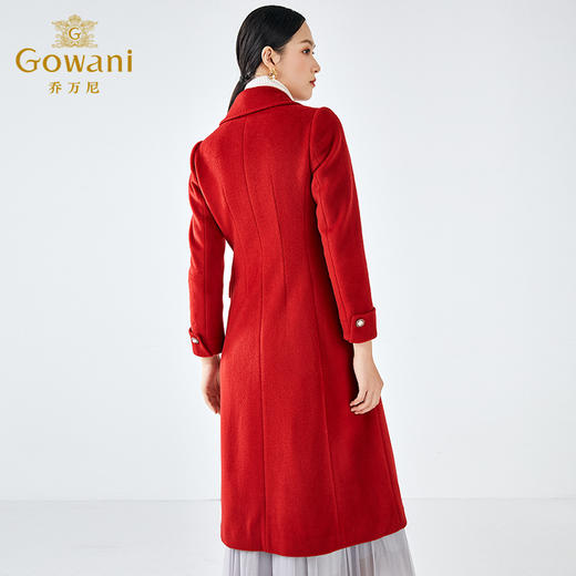 【100%绵羊毛】乔万尼冬季红色羊毛大衣立体感复古优雅收腰设计呢子外套ES4A473 商品图2