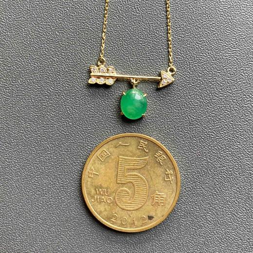 冰种阳绿翡翠蛋面丘比特锁骨链18k黄金钻石镶嵌 商品图4