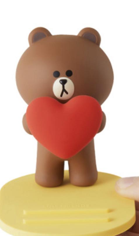 韩国 可爱Line Friends棕色心形手机支架JPY带授权招加盟代理 商品图1