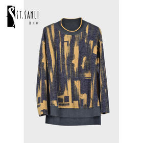 圣三利女装轻松休闲几何印花半高领套头衫SL2032148