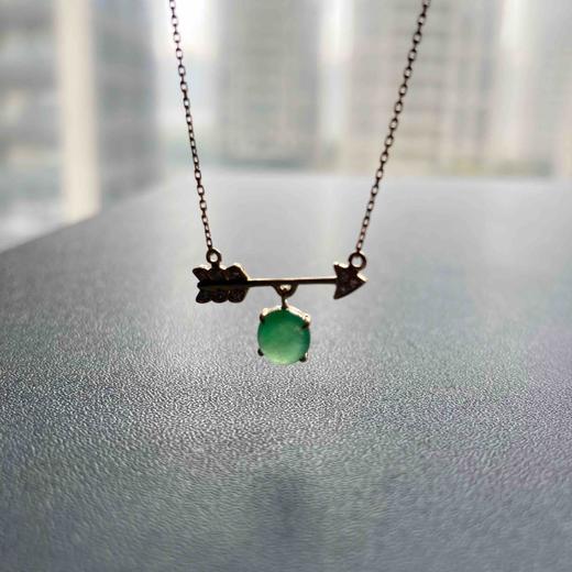 冰种阳绿翡翠蛋面丘比特锁骨链18k黄金钻石镶嵌 商品图8
