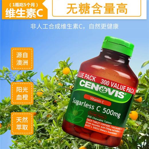 【保税区包邮直发】澳洲 圣诺 无糖维生素C咀嚼片500mg 300粒 商品图1