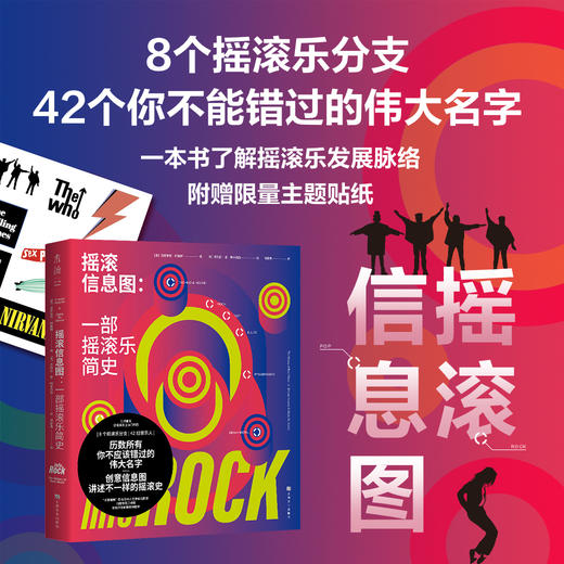 摇滚信息图：一部摇滚乐简史（囊括披头士、大卫·鲍伊、涅槃、蠢朋克等42组音乐人，新奇好看的图解摇滚史） 商品图0